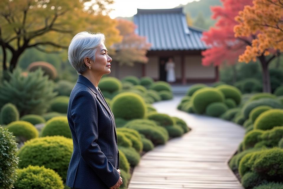 Kenkai Journeys founder overseeing a traditional Japanese garden with an accessible path
